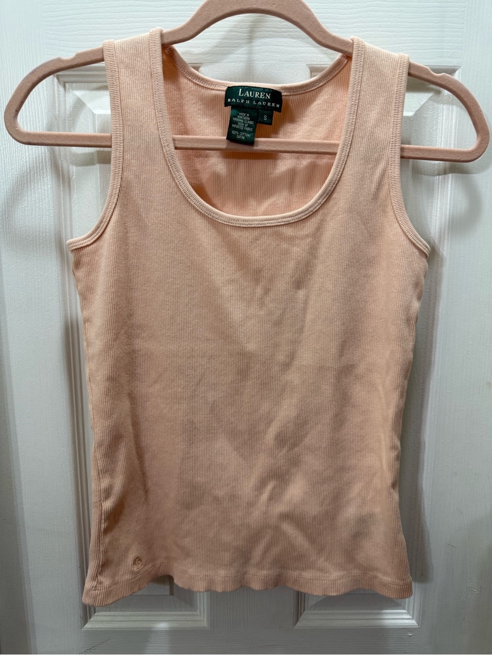 Lauren Ralph Lauren Women's Peach Ribbed Tank Top